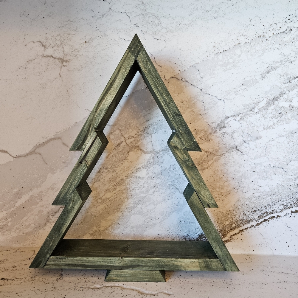 Handcrafted Wood Green Stained Christmas Tree Holiday Decor - Picture 1 of 5